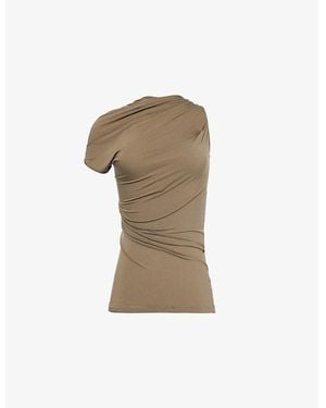 Helmut Lang Wind Ruched Stretch-Woven Top - Natural