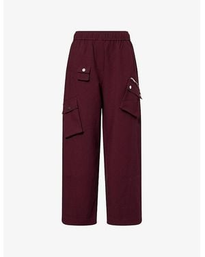 Ganni Elasticated Multi-Pocket Nylon Trousers - Purple