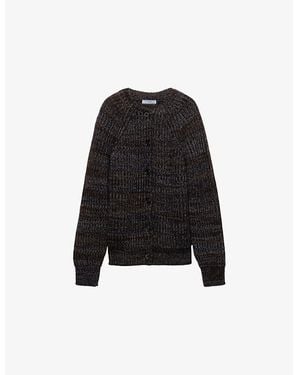 Prada Oversized-Fit Ribbed-Knit Wool And Cashmere-Blend Cardigan - Black