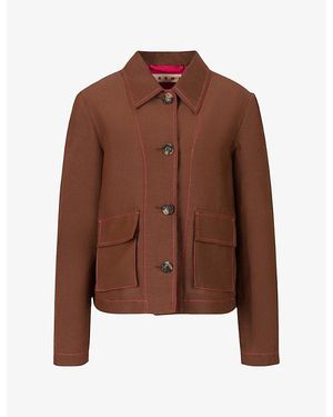 Marni Single-Breasted Ramie-Rayon Jacket - Brown