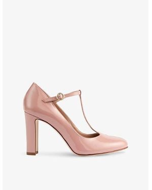 LK Bennett Annalise T-Bar Patent-Leather Court Shoes - Pink