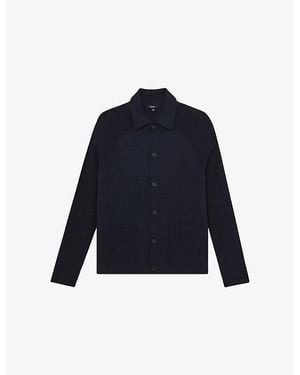 Reiss Fitzgerald Side-Pocket Knitted Cardigan - Blue