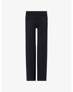 WE Are Tala Softset Fold-Waist Wide-Leg Stretch Trousers - Blue