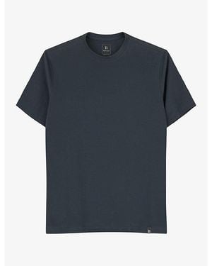 BOGGI Short-Sleeved Branded-Tab Stretch-Cotton T-Shirt - Blue