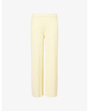 Yasmina Q Lourdes Wide-Leg Knitted Trousers - Yellow