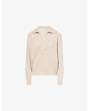 Victoria Beckham Genevieve Polo Collar Wool And Cashmere Blend Jumper - Natural