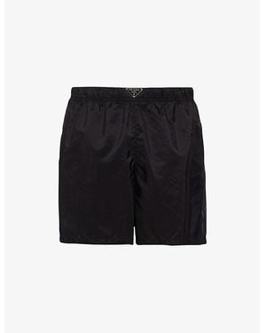 Prada Logo-Plaque Relaxed-Fit Swim Shorts - Black