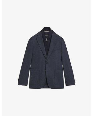 BOSS Removable-Lining Slim-Fit Wool-Blend Jacket - Blue