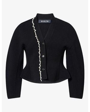 Ashlyn Henry Ruffle Woven Cardigan - Blue