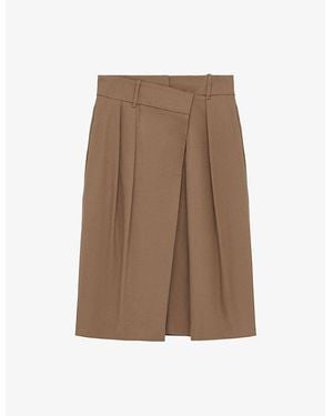 Loewe Wrap-Over Knee-Length Cotton-Silk Blend Skirt - Brown