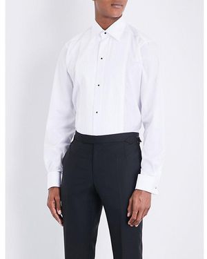 Eton Contemporary Pleated-Panel Double-Cuff Cotton Evening Shirt - White