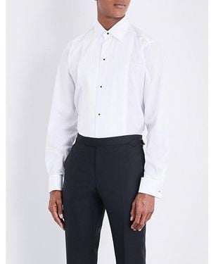 Eton Contemporary Pleated-Panel Double-Cuff Cotton Evening Shirt - White