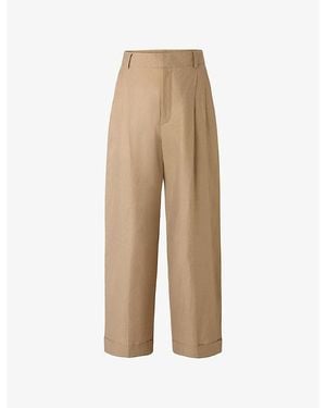 Soeur Watson Wide-Leg High-Rise Cotton Pants - Natural