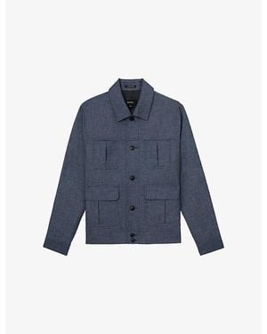 Reiss Lagos Patch-Pocket Stretch-Woven Jacket - Blue