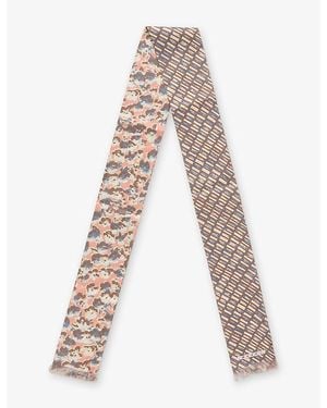 Marni Printed Slim Silk Scarf - Natural
