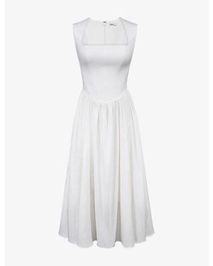 House Of Cb Emmy Square-Neck Cotton Midi Dress - White