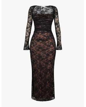 House Of Cb Artemis Corseted Lace Maxi Dress - Black