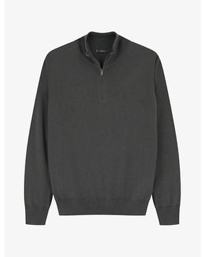 BOGGI Half-Zip Knitted Merino-Wool Jumper - Grey