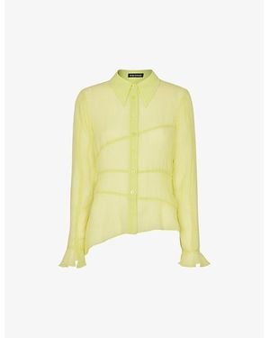 Whistles Fallon Seam-Detail Asymmetric-Hem Silk Shirt - Yellow