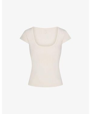 Skims Refined Knit Scoop-Neck Knitted T-Shirt - White