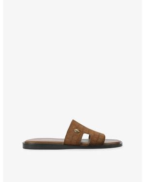 Kurt Geiger Bond Flat Leather Slides - Brown
