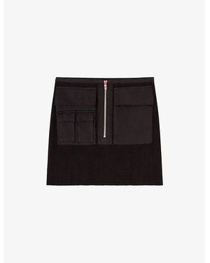 DIESEL M-Meryn-Short Flap-Pocket Cotton Mini Skirt - Black