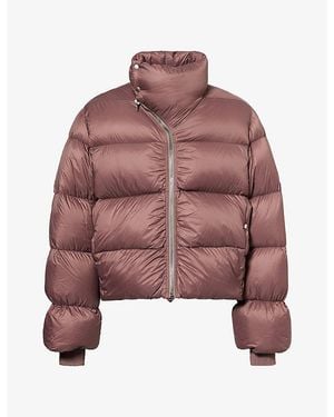 Rick Owens High-Neck Welt-Pocket Puffer Jacket - Red