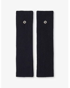 Maje Brand-Plaque Ribbed Cashmere Wool-Blend Knitted Gloves - Blue