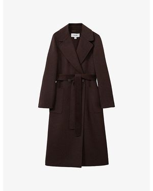Reiss Lucia Double-Breasted Regular-Fit Wool-Blend Coat - Brown