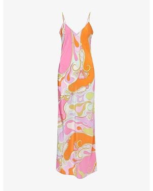 PUCCI Graphic-Print Silk Maxi Dress - Orange
