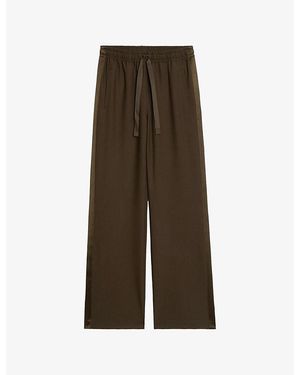 Zadig & Voltaire Poma Satin-Stripe Straight-Leg Low-Rise Stretch-Woven Trousers - Brown
