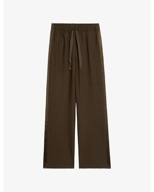 Zadig & Voltaire Poma Satin-Stripe Straight-Leg Low-Rise Stretch-Woven Trousers - Brown