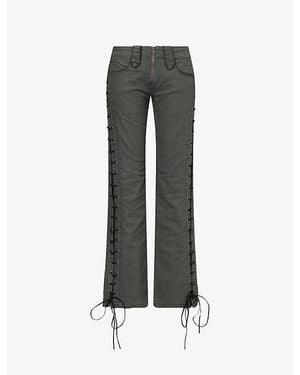 Jaded London Charis Lace-Up Bootcut Stretch-Denim Jeans - Grey