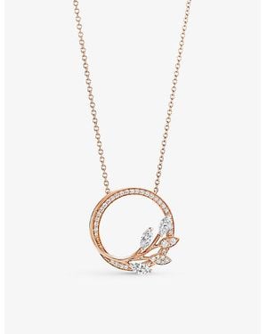 Tiffany & Co. Vine Circle Small 18Ct Rose- And 0.39Ct Brilliant- And Marquise-Cut Diamond Pendant Necklace - White