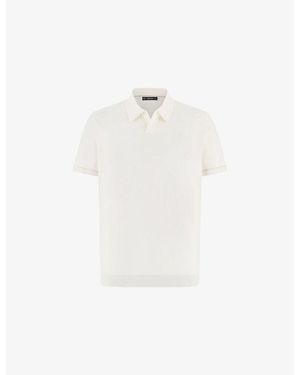BOGGI Short-Sleeve Cotton Crêpe Knit Polo Shirt - White