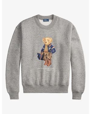 Polo Ralph Lauren Polo Bear Print Fleece-Back Cotton-Blend Sweatshirt - Grey