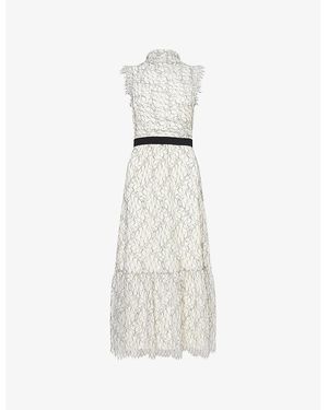ME+EM High-Neck Lace Midi Dress - White