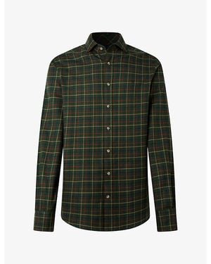 Hackett Checked Logo-Embroidered Cotton Shirt - Green