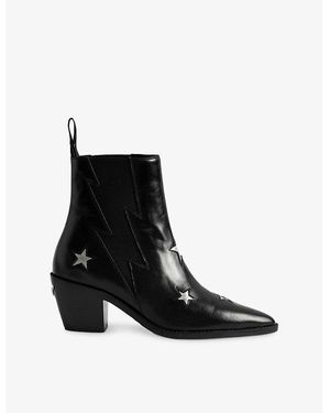 Zadig & Voltaire Tyler Stars Leather Heeled Ankle Boots - Black