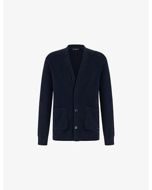BOGGI Ribbed Button-Down Cotton Cardigan - Blue