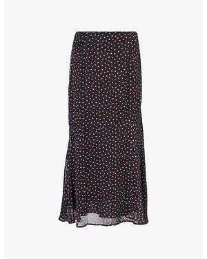 Amy Lynn Chiffon Polkadot Asym Maxi Skirt - Black