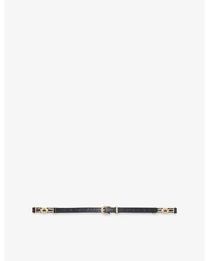 Maje Croc-Effect Leather Belt - White