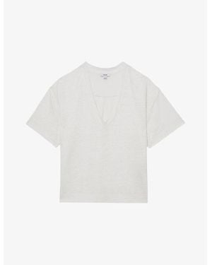 Reiss Ember V-Neck Relaxed-Fit Linen T-Shirt - White