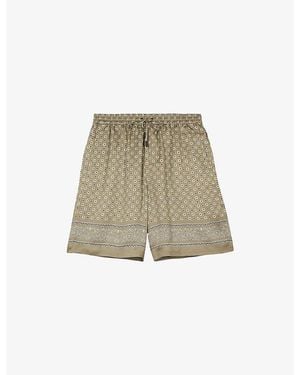 The Kooples Bandana-Print Drawstring-Waist Woven Shorts - Natural