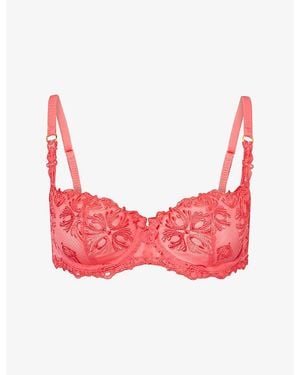 Chantelle Champs Elysees Balconette Mesh Bra - Red
