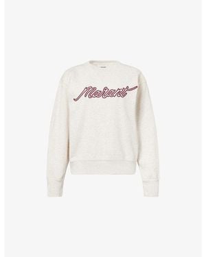 Isabel Marant Rise Embroidered-Logo Cotton-Blend Sweatshirt - White