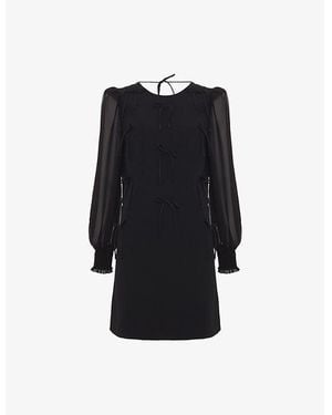 Phase Eight Jamie Bow-Embellished Woven Mini Dress - Black
