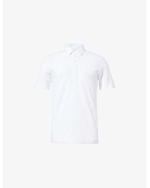120% Lino Contrast-Trims Regular-Fit Linen Polo Shirt - White