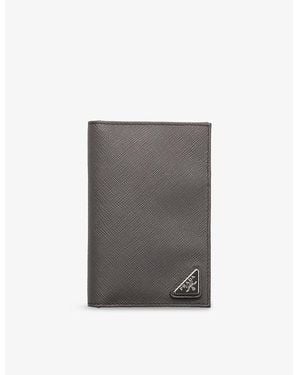 Prada Saffiano Leather Passport Holder - Gray