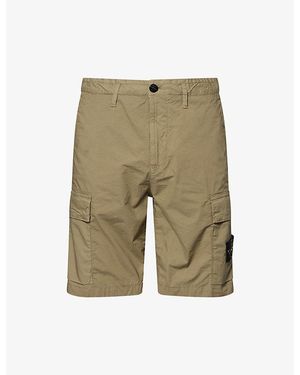 Stone Island Parachute Compass-Badge Cotton Cargo Shorts - Green